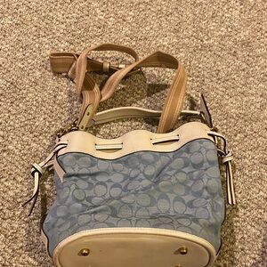 Coach Blue and White Shoulder Bag